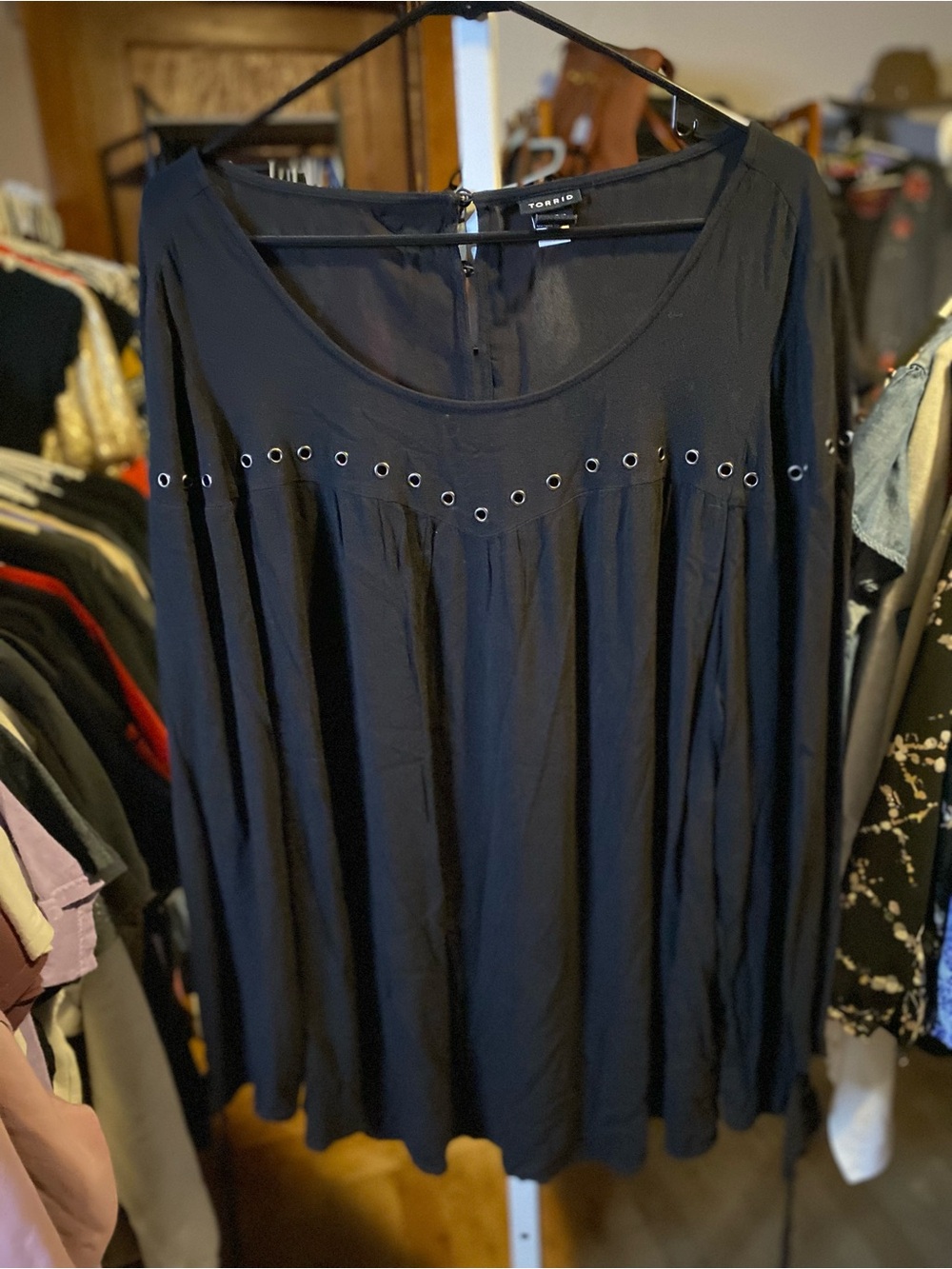 torrid Black Eyelet Peasant Top